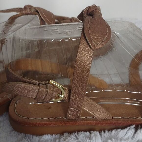 Lands End Rosegold Leather Strappy Bow Sandals - Picture 4 of 9
